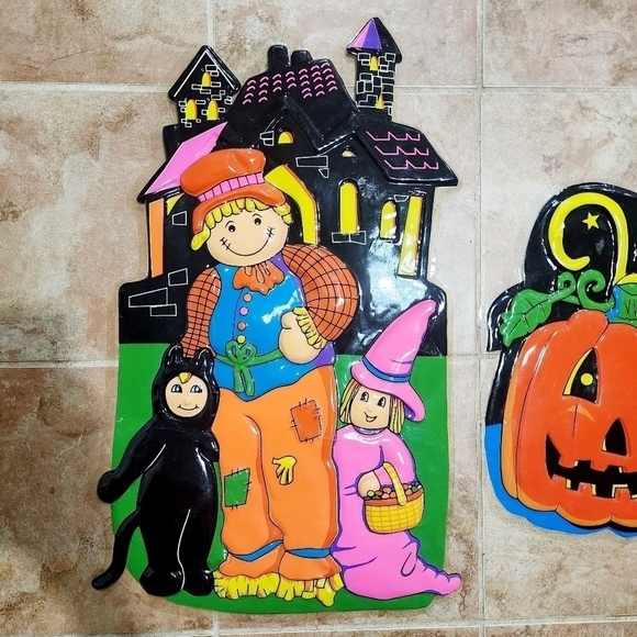 Lot 4 Large Vintage Halloween Plastic Die Cut Decorations Hanging Decor VTG EUC - Picture 4 of 5